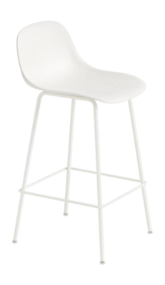 Muuto Fiber Counter Stool Barstoel Natural White / White Met Rugleuning 65 cm
