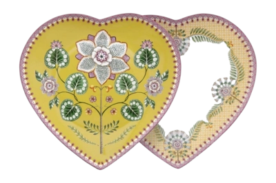 Pip Studio Lily & Lotus Bord Yellow Home Heart Shape Plates 21,5 cm Set van 2
