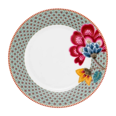 Pip Studio Blooming Tales Bord Blue Home Plate 21 cm Set van 6