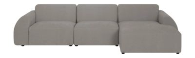 by fonQ Bink 3-zits Hoekbank met Chaise Longue Rechts - Bouclé - Grijs