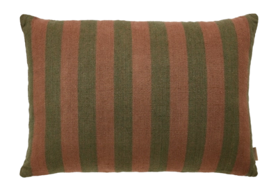 by fonQ Linen Stripe Sierkussen 40 x 60 cm - Bruin / Groen