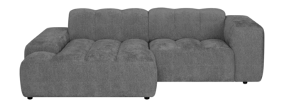 by fonQ Plume 2,5-zits Hoekbank met Chaise Longue Links - Chenille - Antraciet