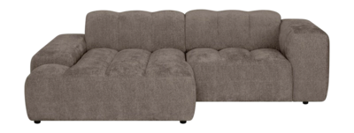 by fonQ Plume 2,5-zits Hoekbank met Chaise Longue Links - Chenille - Mocca