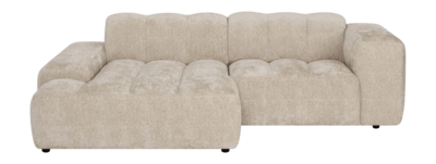 by fonQ Plume 2,5-zits Hoekbank met Chaise Longue XL Links - Chenille - Beige