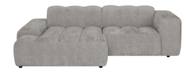 by fonQ Plume 2,5-zits Hoekbank met Chaise Longue XL Links - Chenille - Grijs