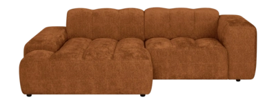 by fonQ Plume 2,5-zits Hoekbank met Chaise Longue XL Links - Chenille - Terra