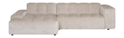 by fonQ Plume 3-zits Hoekbank met Chaise Longue Links - Chenille - Beige
