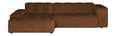 by fonQ Plume 3-zits Hoekbank met Chaise Longue Links - Chenille - Terra