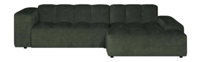 by fonQ Plume 3-zits Hoekbank met Chaise Longue Rechts - Chenille -  Donkergroen