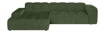 by fonQ Plume 3-zits Hoekbank met Chaise Longue XL Links - Chenille - Groen