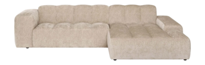 by fonQ Plume 3-zits Hoekbank met Chaise Longue XL Rechts - Chenille - Beige