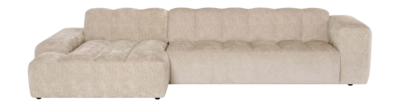 by fonQ Plume 4-zits Hoekbank met Chaise Longue Links - Chenille - Beige