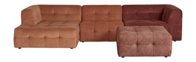 by fonQ Wies 3,5-zits Hoekbank Links met Hocker - Materiaalmix - Terra Blend