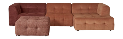 by fonQ Wies 3,5-zits Hoekbank Rechts met Hocker - Materiaalmix - Terra Blend