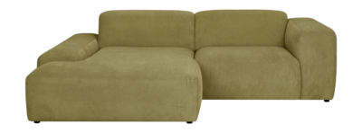 by fonQ Wonder 3-zits Hoekbank met Chaise Longue Links - Rib - Mosgroen
