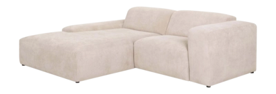 by fonQ Wonder 3-zits Hoekbank met Chaise Longue XL Links - Rib - Crème