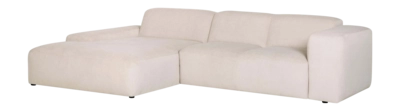by fonQ Wonder 4-zits Hoekbank met Chaise Longue Links - Rib - Crème