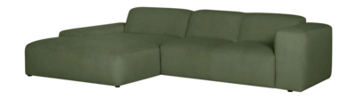 by fonQ Wonder 4-zits Hoekbank met Chaise Longue Links - Rib - Mosgroen