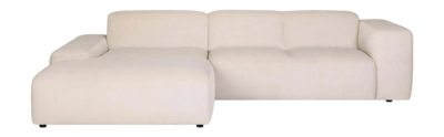 by fonQ Wonder 4-zits Hoekbank met Chaise Longue Links XL - Rib - Crème