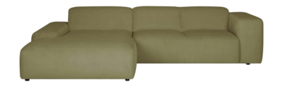 by fonQ Wonder 4-zits Hoekbank met Chaise Longue Links XL - Rib - Mosgroen