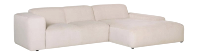 by fonQ Wonder 4-zits Hoekbank met Chaise Longue Rechts - Rib - Crème