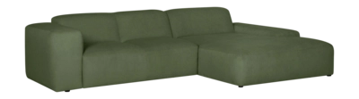 by fonQ Wonder 4-zits Hoekbank met Chaise Longue Rechts - Rib - Mosgroen