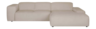by fonQ Wonder 4-zits Hoekbank met Chaise Longue Rechts XL - Rib - Beige