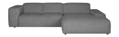 by fonQ Wonder 4-zits Hoekbank met Chaise Longue Rechts XL - Rib - Grijs
