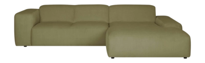 by fonQ Wonder 4-zits Hoekbank met Chaise Longue Rechts XL - Rib - Mosgroen