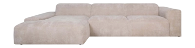 by fonQ Wonder 5-zits Hoekbank met Chaise Longue Links - Rib - Beige