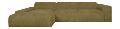 by fonQ Wonder 5-zits Hoekbank met Chaise Longue Links - Rib  - Mosgroen