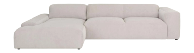 by fonQ Wonder 5-zits Hoekbank met Chaise Longue Links - Rib - Zand