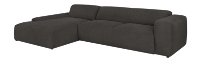 by fonQ Wonder 5-zits Hoekbank met Chaise Longue Links XL - Rib - Antraciet