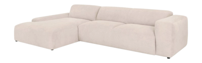 by fonQ Wonder 5-zits Hoekbank met Chaise Longue Links XL - Rib - Crème