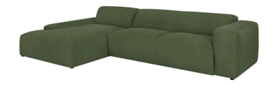 by fonQ Wonder 5-zits Hoekbank met Chaise Longue Links XL - Rib - Mosgroen