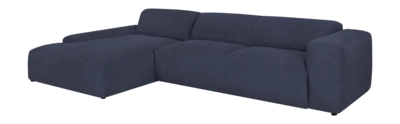 by fonQ Wonder 5-zits Hoekbank met Chaise Longue Links XL - Rib - Navy