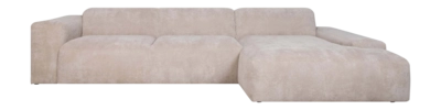 by fonQ Wonder 5-zits Hoekbank met Chaise Longue Rechts - Rib - Beige