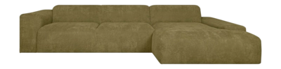 by fonQ Wonder 5-zits Hoekbank met Chaise Longue Rechts - Rib  - Mosgroen