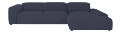 by fonQ Wonder 5-zits Hoekbank met Chaise Longue Rechts - Rib - Navy