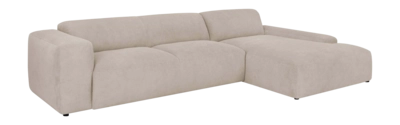 by fonQ Wonder 5-zits Hoekbank met Chaise Longue Rechts XL - Rib - Beige