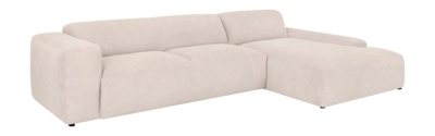by fonQ Wonder 5-zits Hoekbank met Chaise Longue Rechts XL - Rib - Crème