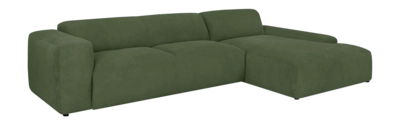 by fonQ Wonder 5-zits Hoekbank met Chaise Longue Rechts XL - Rib - Mosgroen