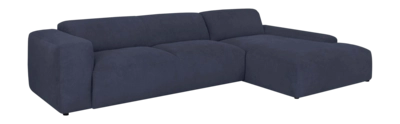 by fonQ Wonder 5-zits Hoekbank met Chaise Longue Rechts XL - Rib - Navy