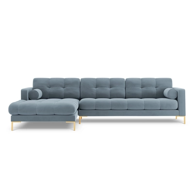 Cosmopolitan Design Bali Hoekbank met Chaise Longue Links - Lichtblauw / Goud