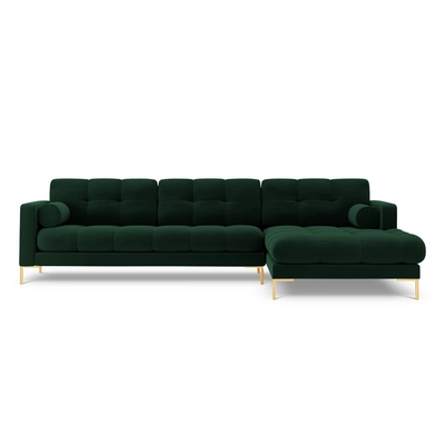 Cosmopolitan Design Bali Hoekbank met Chaise Longue Rechts - Flessengroen / Goud