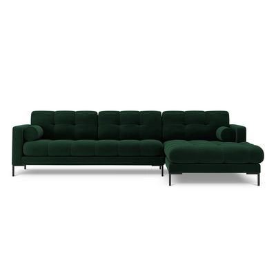 Cosmopolitan Design Bali Hoekbank met Chaise Longue Rechts - Flessengroen / Zwart