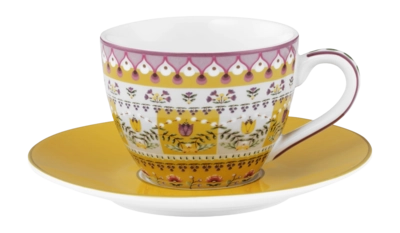Pip Studio Lily & Lotus Moon Delight Espressokop Yellow Home Espresso Cup And Saucer Set van 1