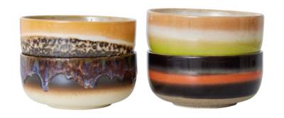 HKliving 70's Ceramics Dessert Kommen Ø 12,5 cm - Set van 4 - Humus