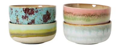 HKliving 70's Ceramics Dessert Kommen Ø 12,5 cm - Set van 4 - Impression