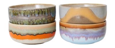 HKliving 70's Ceramics Dessert Kommen Ø 12,5 cm - Set van 4 - Reef